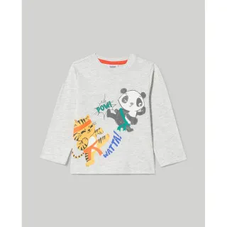 BLUKIDS MAJICA DUG RUKAV LIGHT GREY MELANGE