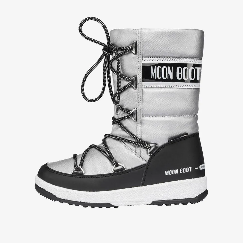 MOON BOOT JR GIRL QUILTED SILVER/BLACK 