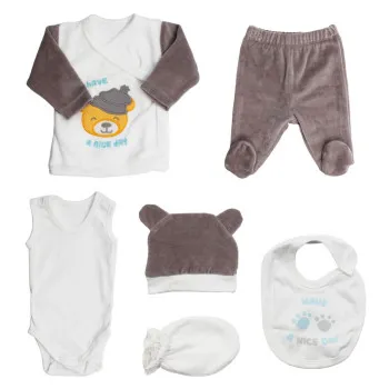 KIDZZ SET 6/1 (PANTALONE+BODI+PORTIKLA+KAPA+RUKAVICE+BENKA) PLIS