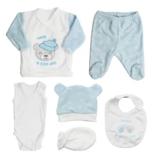 KIDZZ SET 6/1 (PANTALONE+BODI+PORTIKLA+KAPA+RUKAVICE+BENKA) PLIS 