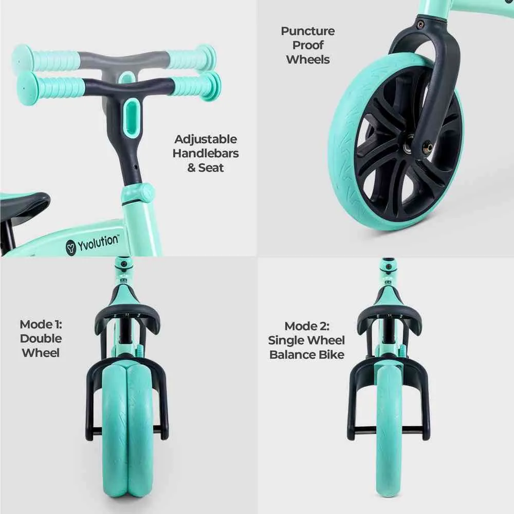 YVOLUTION VELO JUNIOR BALANS BICIKL ZELENI 4L/13L/16L CL 2PK