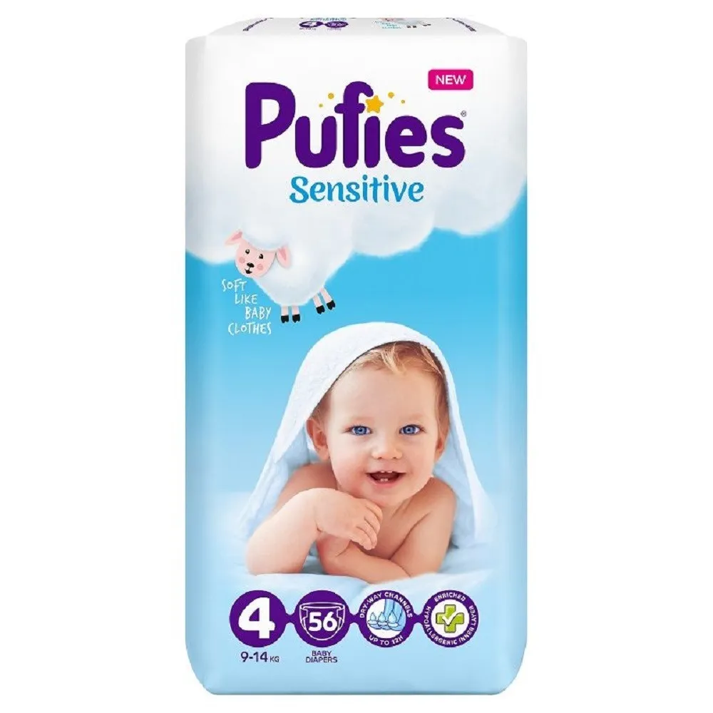 PUFIES PELENE SENSITIVE MAXI 4, 9-14KG, 56KOM 