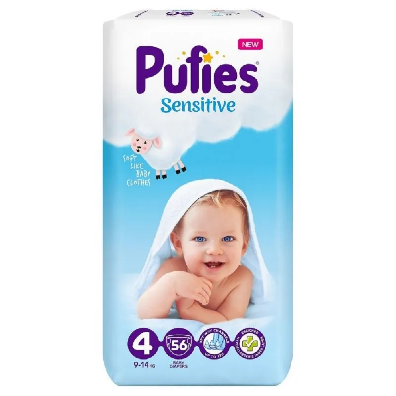 PUFIES PELENE SENSITIVE MAXI 4, 9-14KG, 56KOM