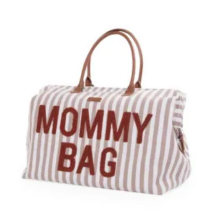 CHILDHOME MOMMY BAG NURSERY BAG STRIPES NUDE TERRACOTTA