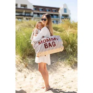 CHILDHOME MOMMY BAG NURSERY BAG STRIPES NUDE TERRACOTTA