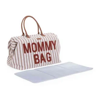CHILDHOME MOMMY BAG NURSERY BAG STRIPES NUDE TERRACOTTA