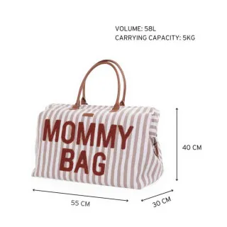 CHILDHOME MOMMY BAG NURSERY BAG STRIPES NUDE TERRACOTTA