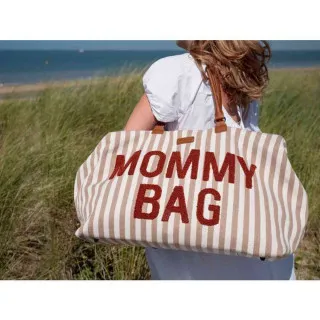 CHILDHOME MOMMY BAG NURSERY BAG STRIPES NUDE TERRACOTTA
