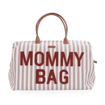 CHILDHOME MOMMY BAG NURSERY BAG  STRIPES NUDE TERRACOTTA 