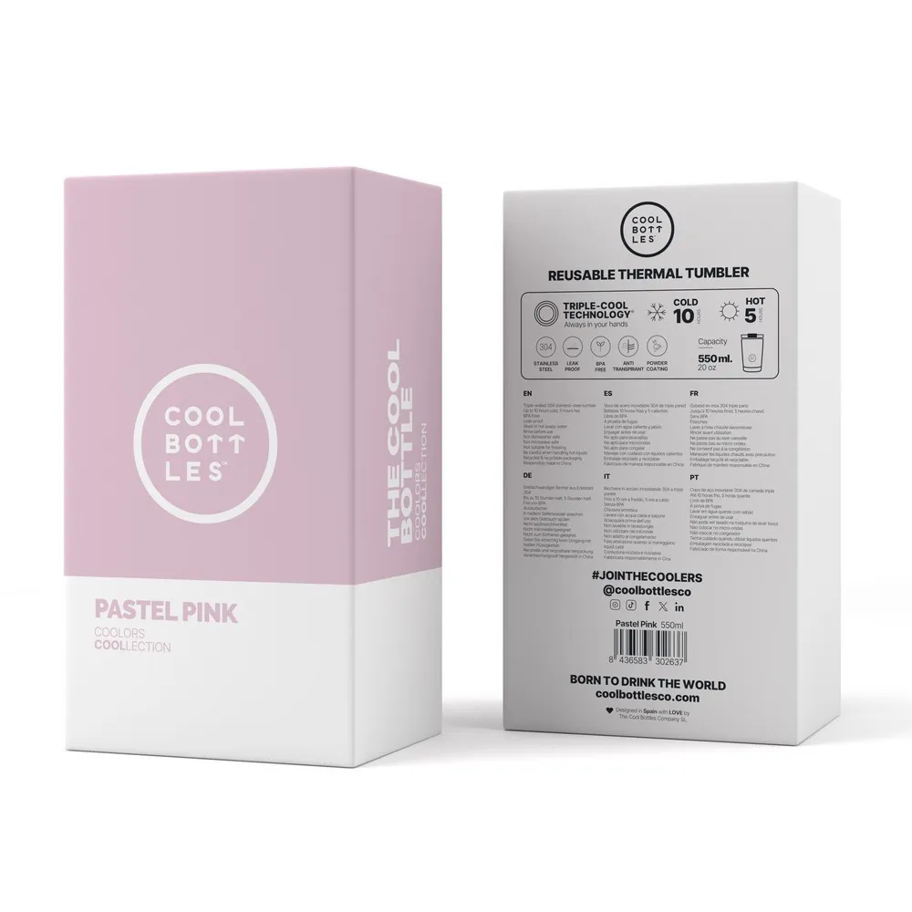 COOL BOTTLES TERMOS CASA PASTEL ROZE 550 ML 