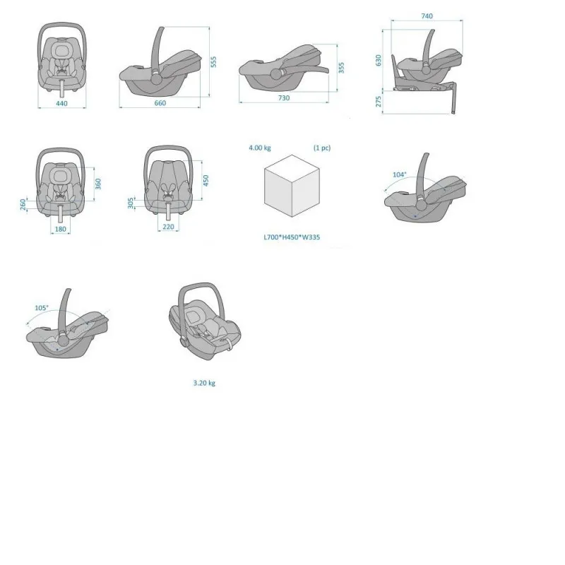 MAXI COSI AUTO SEDISTE 0+ (0-12 KG) CABRIOFIX ESS GRAPHITE