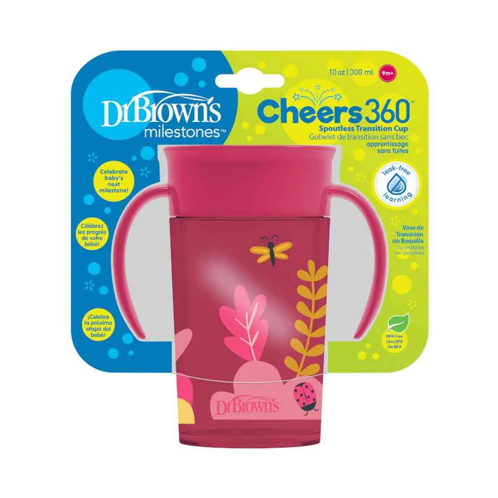 DR BROWNS SOLJA 360 STEPENI NO SPILL 300ML SA RUCKAMA  ROZE 