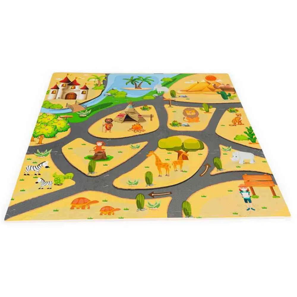 PODLOGA ZA IGRU ZA DECU SAFARI PUZZLE 9 ELEMENATA 93X93CM 