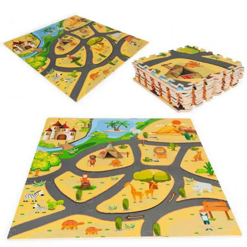 PODLOGA ZA IGRU ZA DECU SAFARI PUZZLE 9 ELEMENATA 93X93CM 