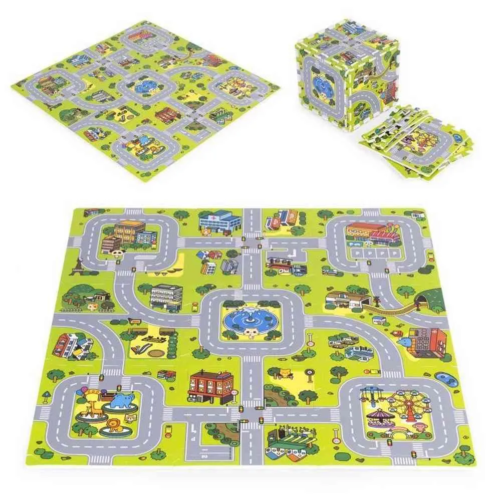 VELIKA PODLOGA ZA IGRU EVA FOAM CITY 90 5X90 5 CM 21 DEO ECOTOYS 
