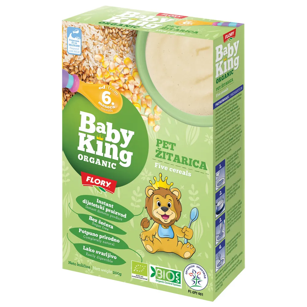 BABY KING ORGANIC CEREALIJE PET ZITARICA 6M+ 200G 