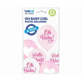 BALONI OH BABY GIRL ROZA 6KOM