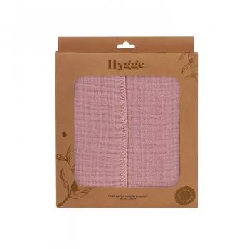 HYGGE PREKRIVAC OD MUSLINA, CETVOROSLOJAN, DUSTY ROSE, 100X80CM 