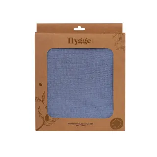 HYGGE PREKRIVAC OD MUSLINA, CETVOROSLOJAN, INDIGO BLUE, 100X80CM