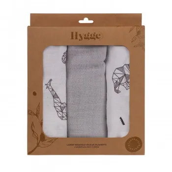 HYGGE TETRA PELENA OD MUSLINA MISTY GREY 3 KOM 80X80CM 