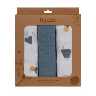 HYGGE TETRA PELENA OD MUSLINA INDIGO BLUE 3 KOM 80X80CM 
