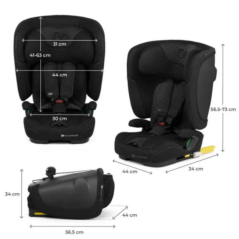KINDERKRAFT AUTOSEDISTE FIX2GO I SIZE 76 150CM BLACK 