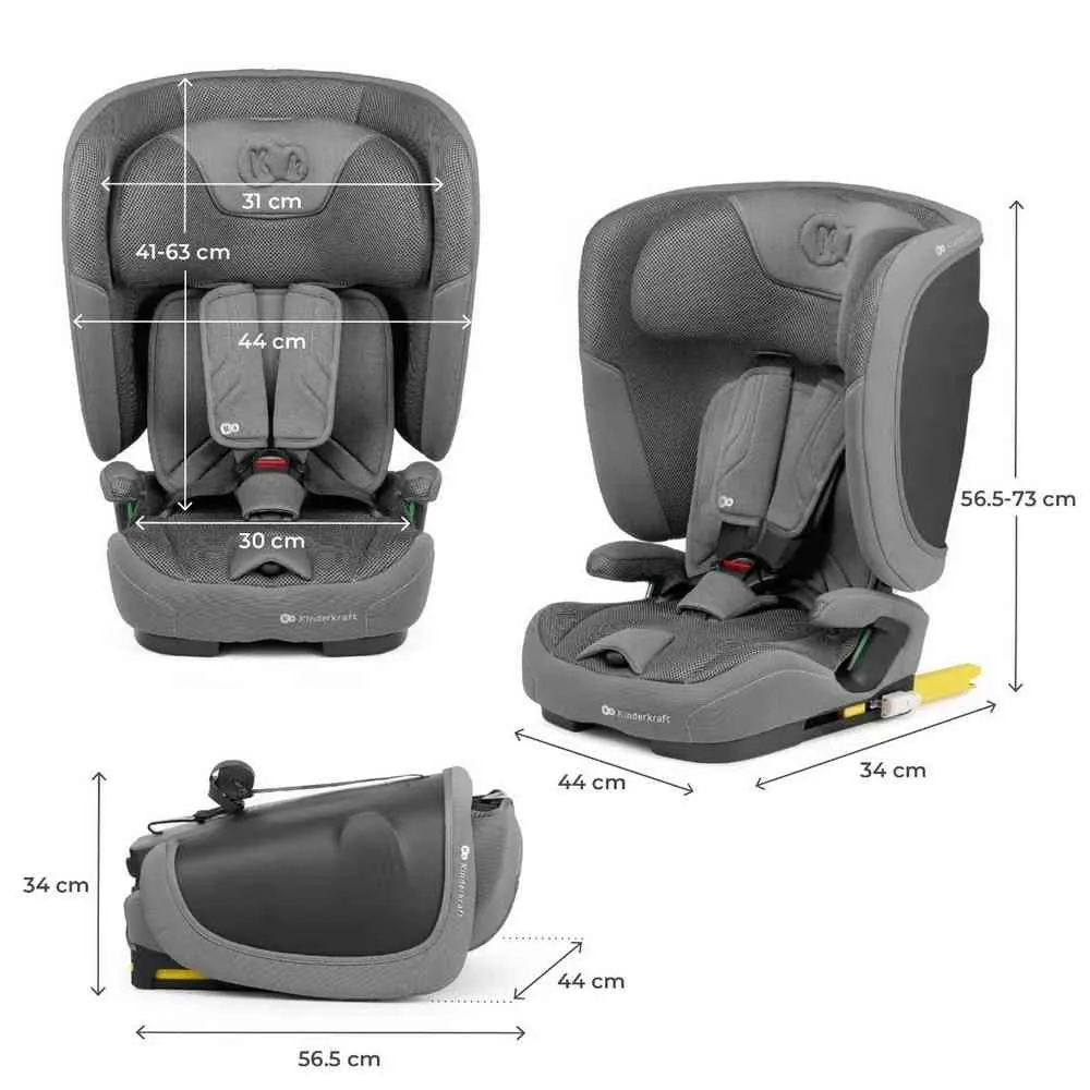 KINDERKRAFT AUTOSEDISTE FIX2GO I SIZE 76 150CM GREY 