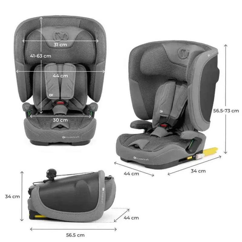 KINDERKRAFT AUTOSEDISTE FIX2GO I SIZE 76 150CM GREY 