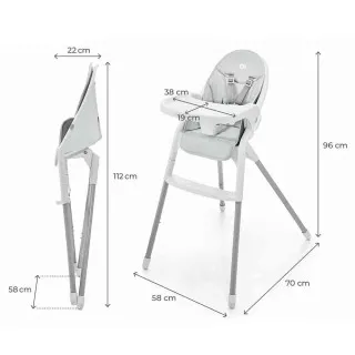 KINDERKRAFT STOLICA ZA HRANJENJE DINNLY LIGHT GREY 