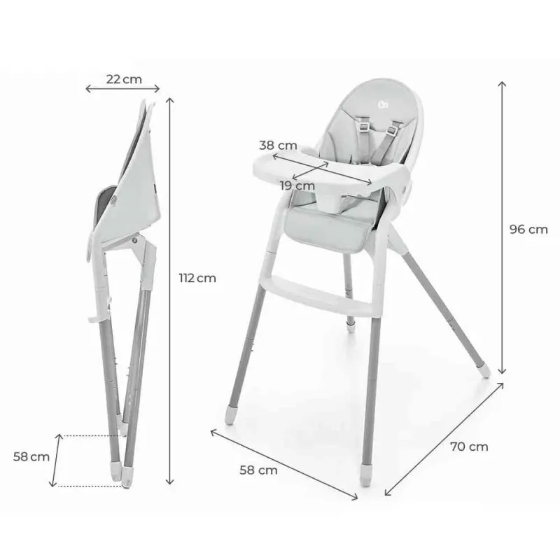 KINDERKRAFT STOLICA ZA HRANJENJE DINNLY LIGHT GREY 