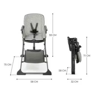 KINDERKRAFT STOLICA ZA HRANJENJE FOLDEE GREY 
