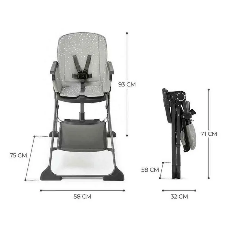 KINDERKRAFT STOLICA ZA HRANJENJE FOLDEE GREY 