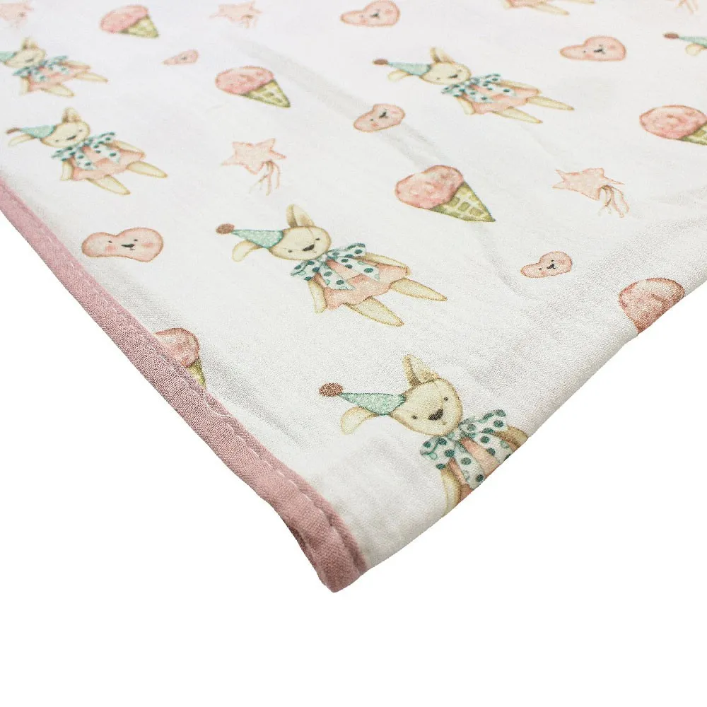 KIDZZ PREKRIVAC OD MUSLINA SARENI ROZE 100X85CM