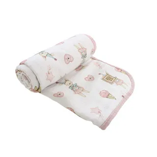 KIDZZ PREKRIVAC OD MUSLINA SARENI ROZE 100X85CM