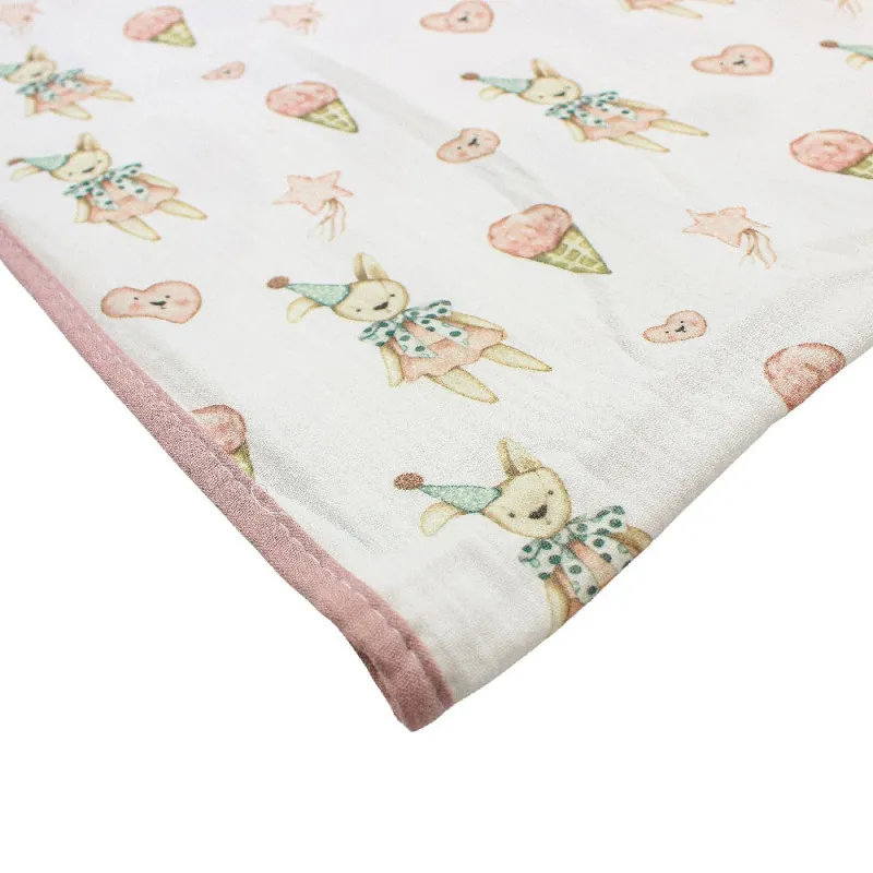KIDZZ PREKRIVAC OD MUSLINA SARENI ROZE 100X85CM