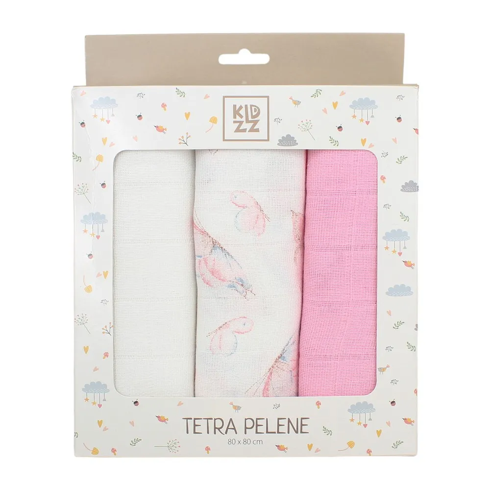 KIDZZ TETRA PELENE ROZE 3KOM 80X80CM