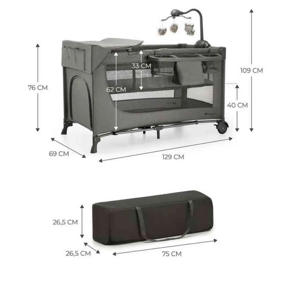 KINDERKRAFT PRENOSIVI KREVETAC JOY 2 DARK GRAY SA DODACIMA 