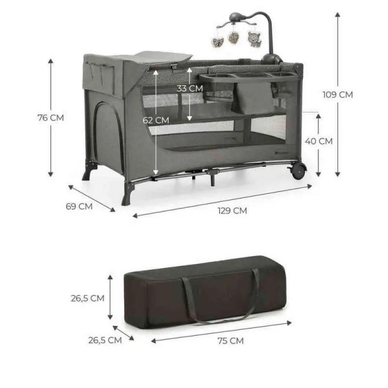 KINDERKRAFT PRENOSIVI KREVETAC JOY 2 DARK GRAY SA DODACIMA 