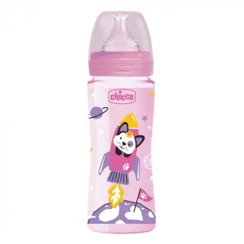 CHICCO WB PLASTICNA FLASICA 330ML SILIKON ROZE 