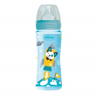 CHICCO WB PLASTICNA FLASICA 330ML SILIKON PLAVA
