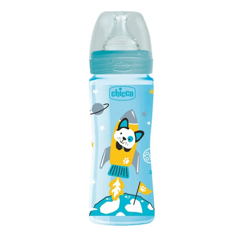 CHICCO WB PLASTICNA FLASICA 330ML SILIKON PLAVA