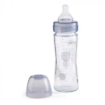 CHICCO WB STAKLENA FLASICA 240ML SILIKON SIVA 