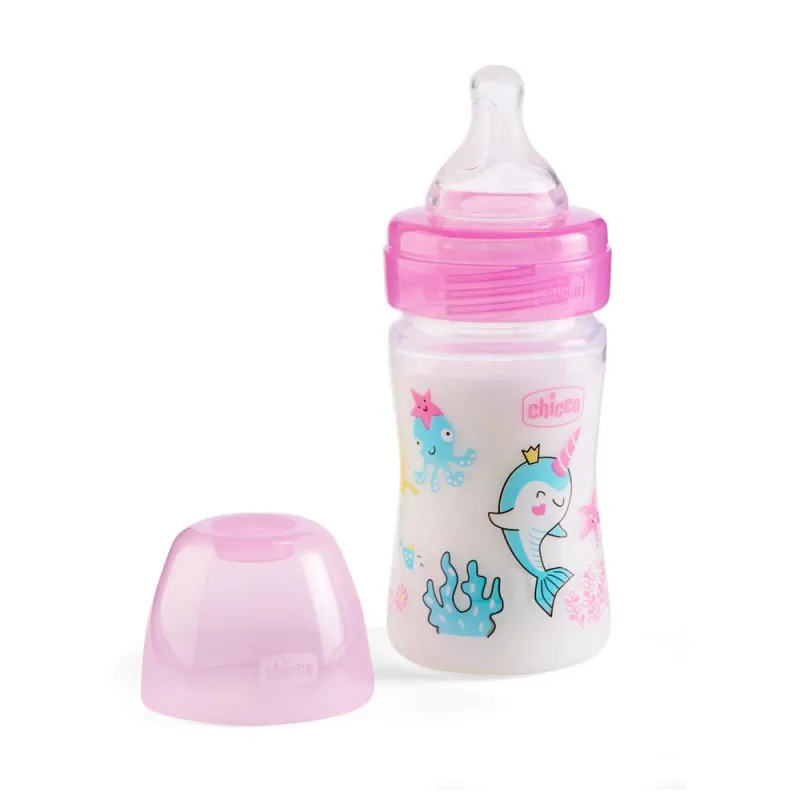 CHICCO WB PLASTICNA FLASICA 150ML SILIKON ROZE