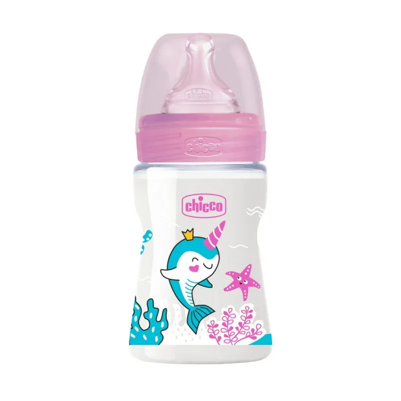 CHICCO WB PLASTICNA FLASICA 150ML SILIKON ROZE