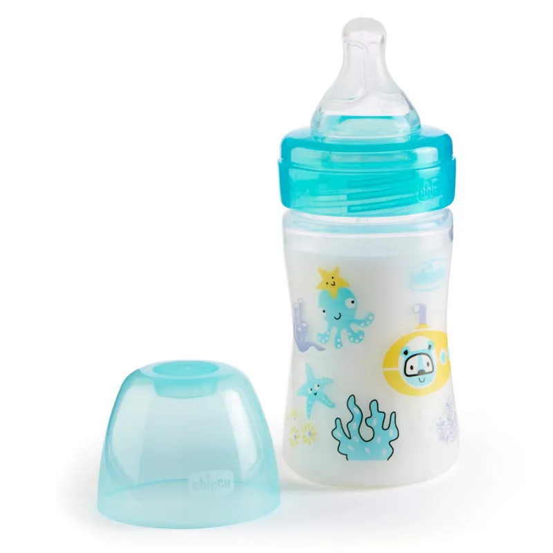 CHICCO WB PLASTICNA FLAŠICA 150ML SILIKON PLAVA 