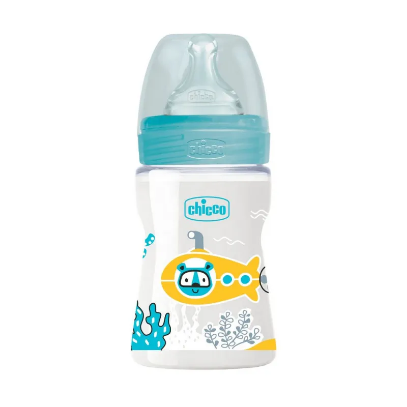 CHICCO WB PLASTICNA FLAŠICA 150ML SILIKON PLAVA 