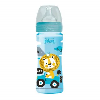CHICCO WB PLASTICNA FLASICA 250ML SILIKON PLAVA