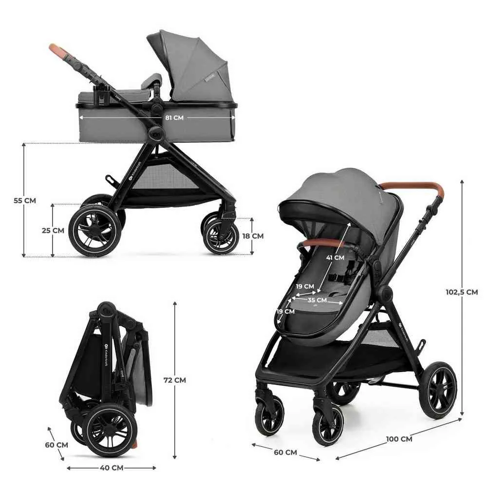 KINDERKRAFT ESME PRO KOLICA ZA BEBE 3U1 GRAY 