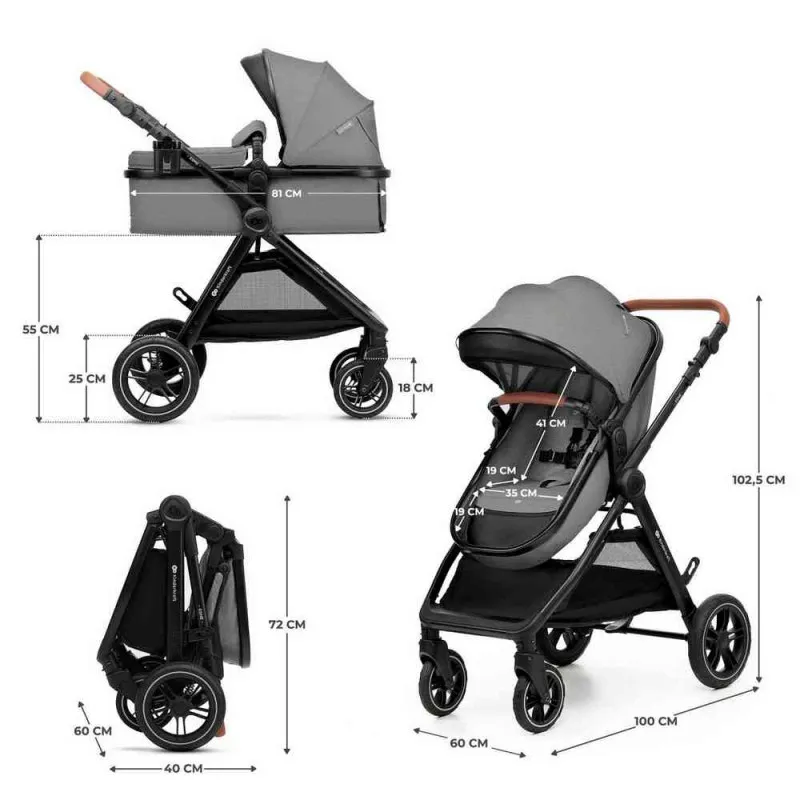 KINDERKRAFT ESME PRO KOLICA ZA BEBE 3U1 GRAY 