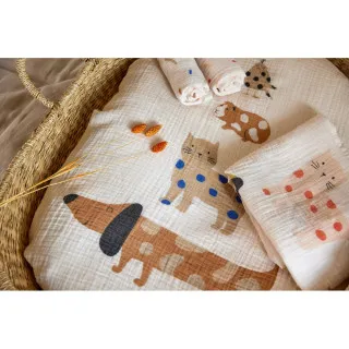 LASSIG TETRA PELENE OD MUSLINA LITTLE MATEYS SPICY ORANGE 3 KOM (80 X 80 CM)